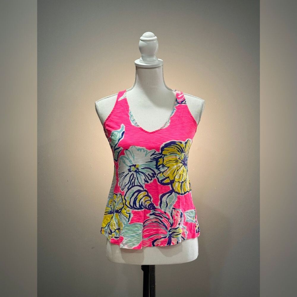 Pink Lilly Pulitzer Lightweight Cotton Floral Tank Size XXS EUC